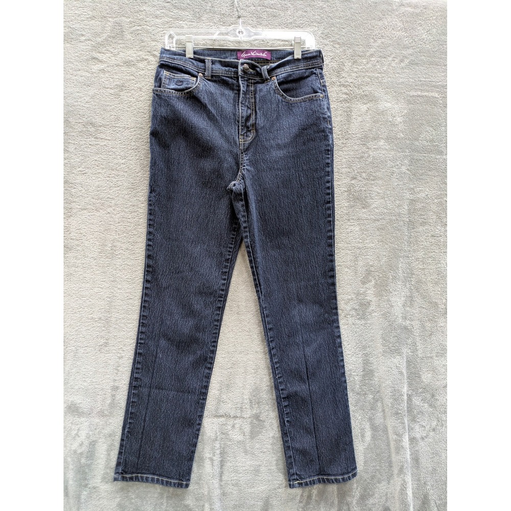 Classic Straight Leg Jeans Womens 8 Long Gloria Vanderbilt Dark Wash High Rise
